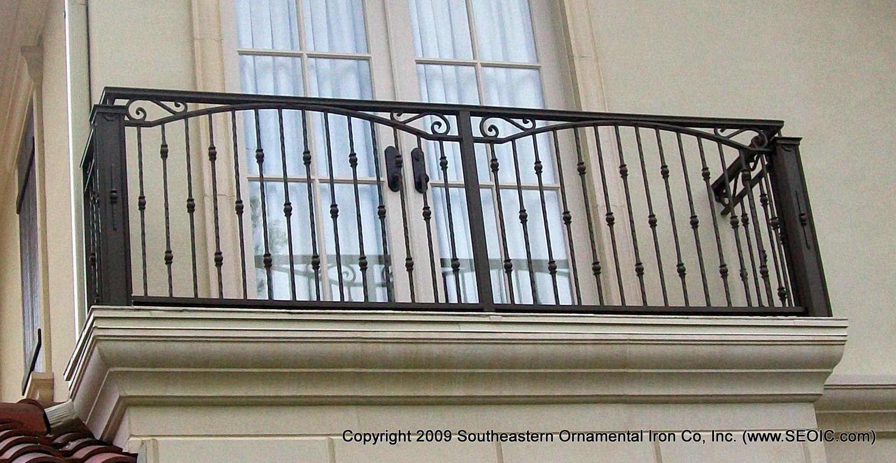 French balcony railing black color 225x90cm guardrail rod grid window balustrade 