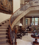 Wrought Iron Stair Railing with Wood Top Cap